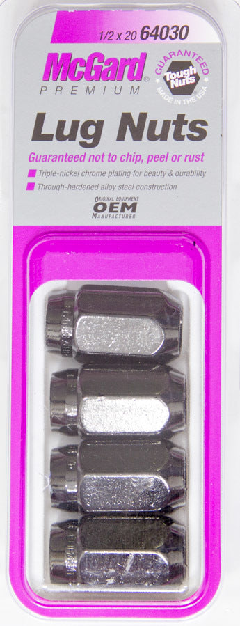 MCGARD Lug Nuts 1/2-20 4 Pack Black Cone Seat MCG64030