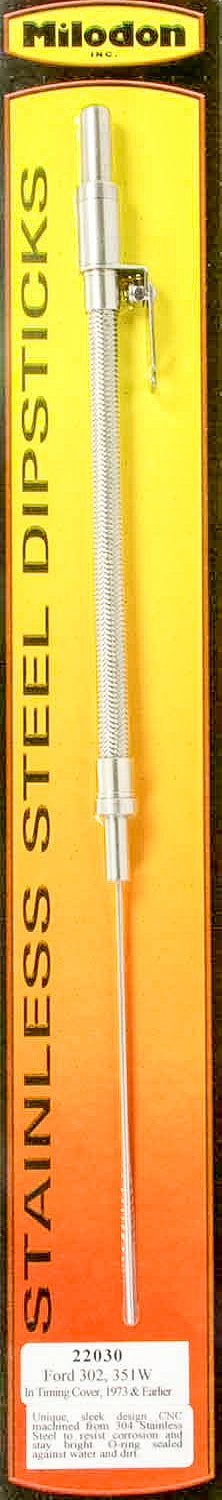 Milodon SBF S/S Engine Dipstick - Into Timing Cover MPN MIL22030 For Ford
