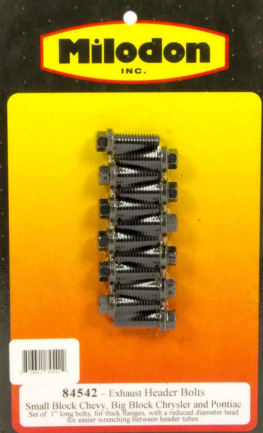MILODON Header Bolt Kit - SBC 6pt. 3/8in x 1in MIL84542
