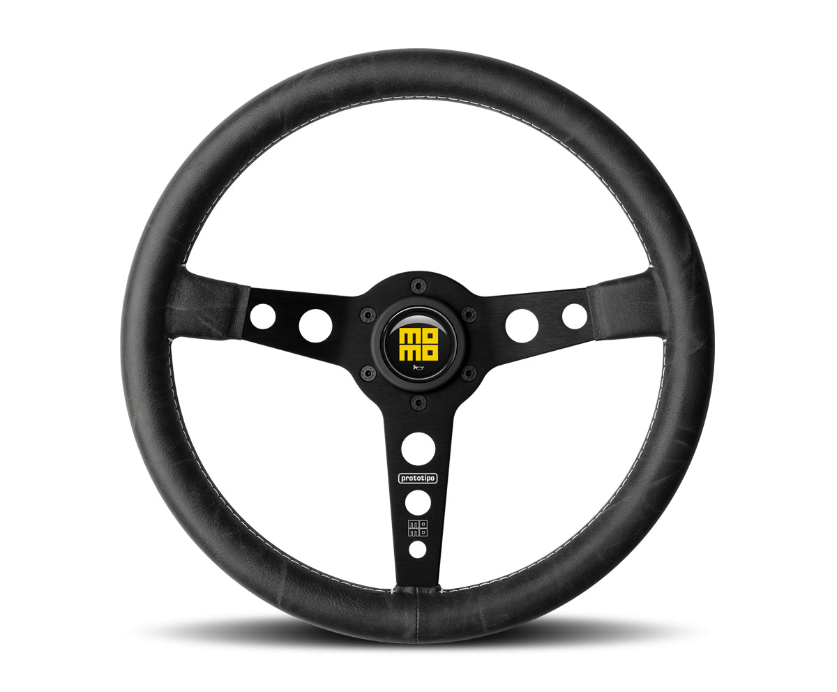 MOMO AUTOMOTIVE ACCESSORIES Prototipo Heritage Steer ing Wheel Leather Black MOMPRH35BK2B