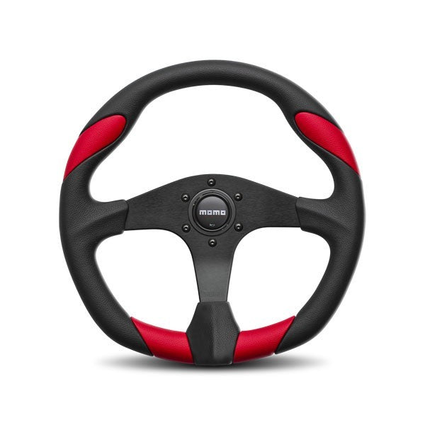 MOMO AUTOMOTIVE ACCESSORIES Quark Steering Wheel Polyurethane Red Insert MOMQRK35BK0R
