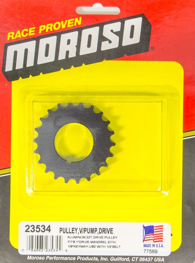 Moroso Vacuum Pump Drive Pulley 22T- Radius Tooth MPN MOR23534 For Universal use