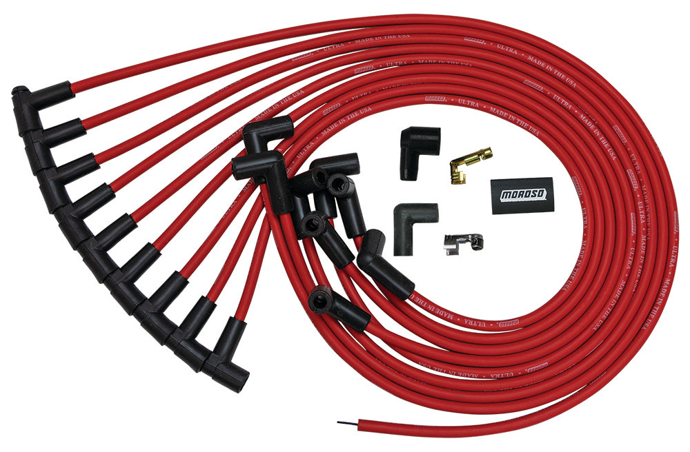 Moroso Ultra Plug Wire Set BBC Under V/C Red MPN MOR52043 For Chevy