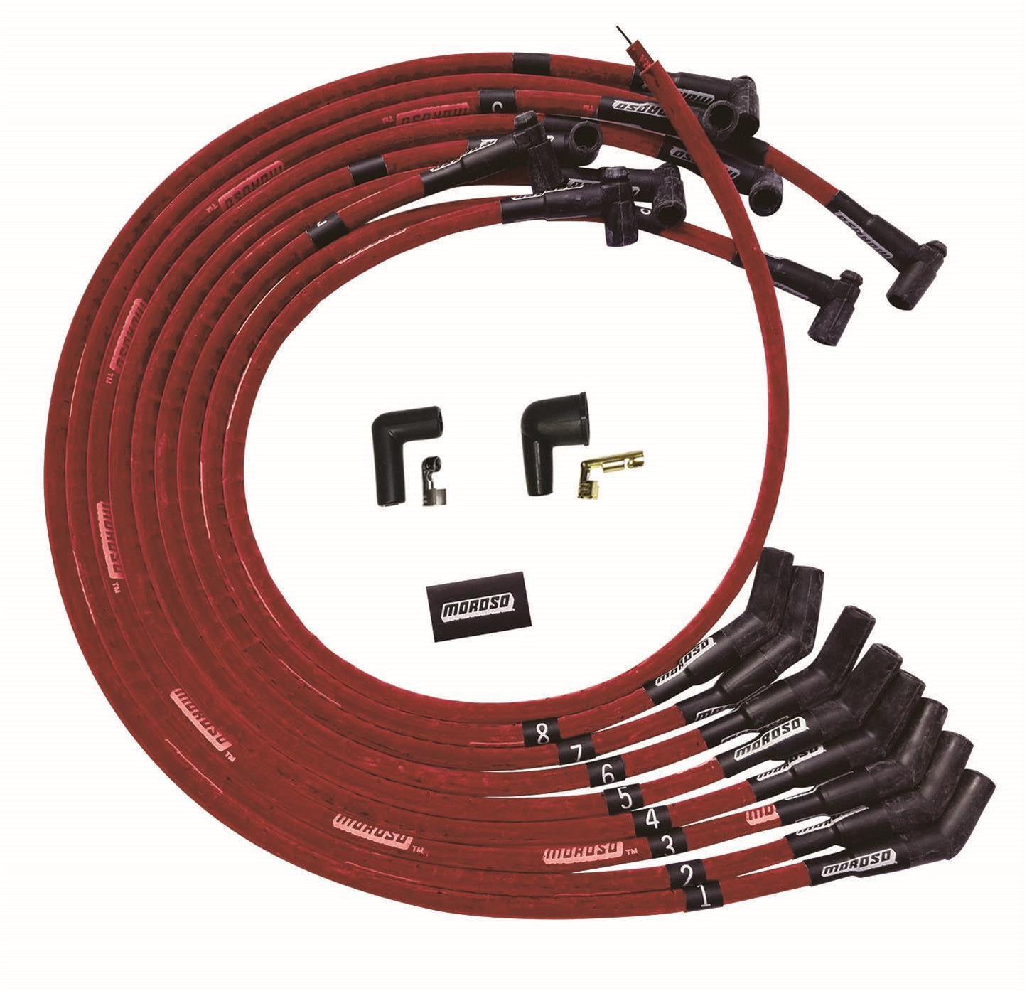 Moroso Ultra Plug Wire Set BBC Under V/C Red MPN MOR52545 For Chevy