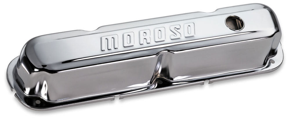 Moroso Chrome B/E Valve Covers SBM Tall w/Baffle MPN MOR68161 For Mopar