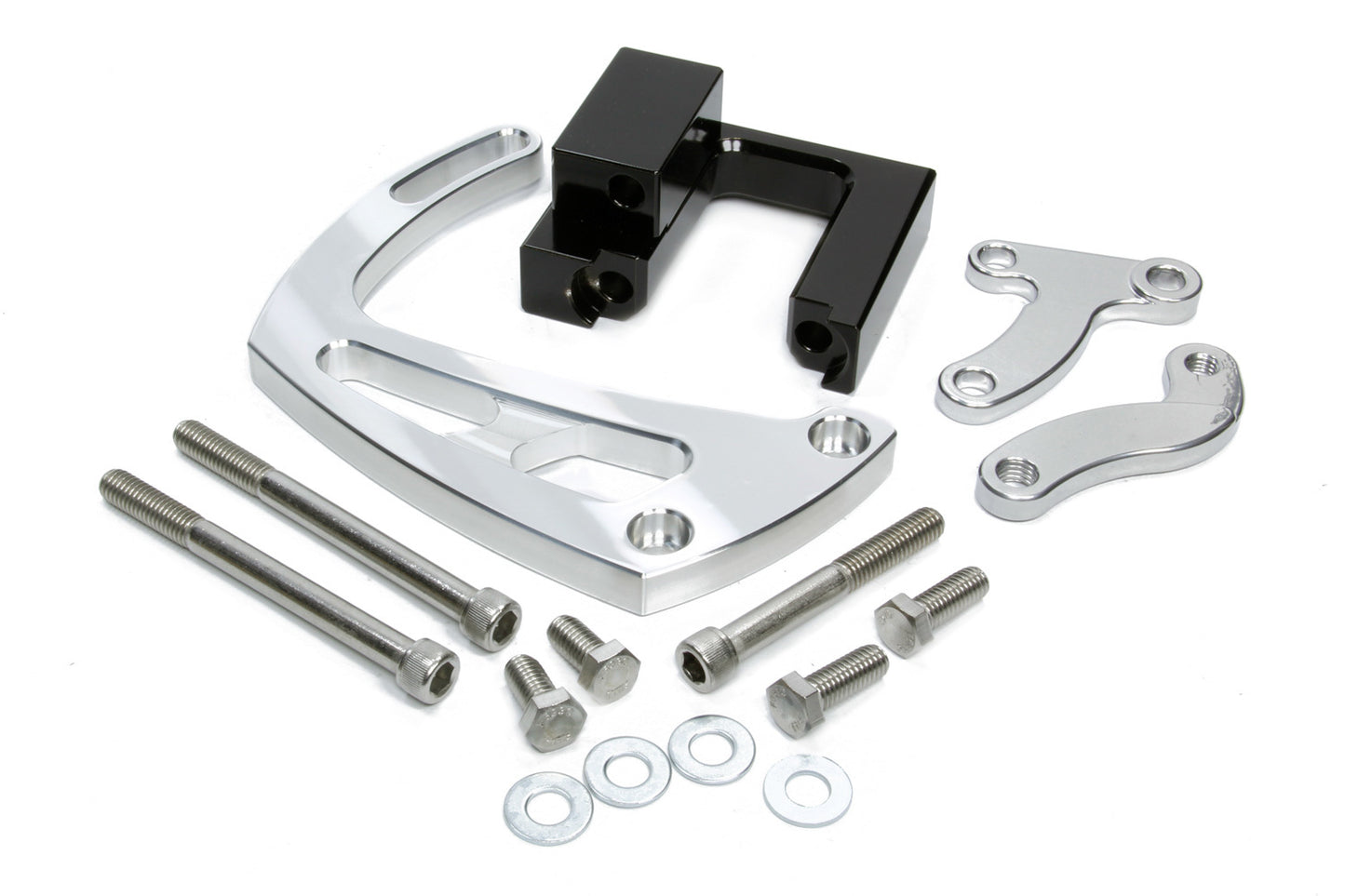 MARCH PERFORMANCE Chevy BB Power Steering Braket clear powder coat MPP23004