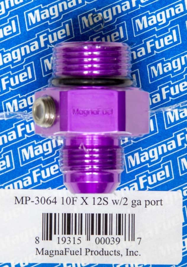 Magnafuel/Magnaflow Fuel Systems #10 to #12 O-Ring Male Adapter Fitting w/Gauge MPN MRFMP-3064