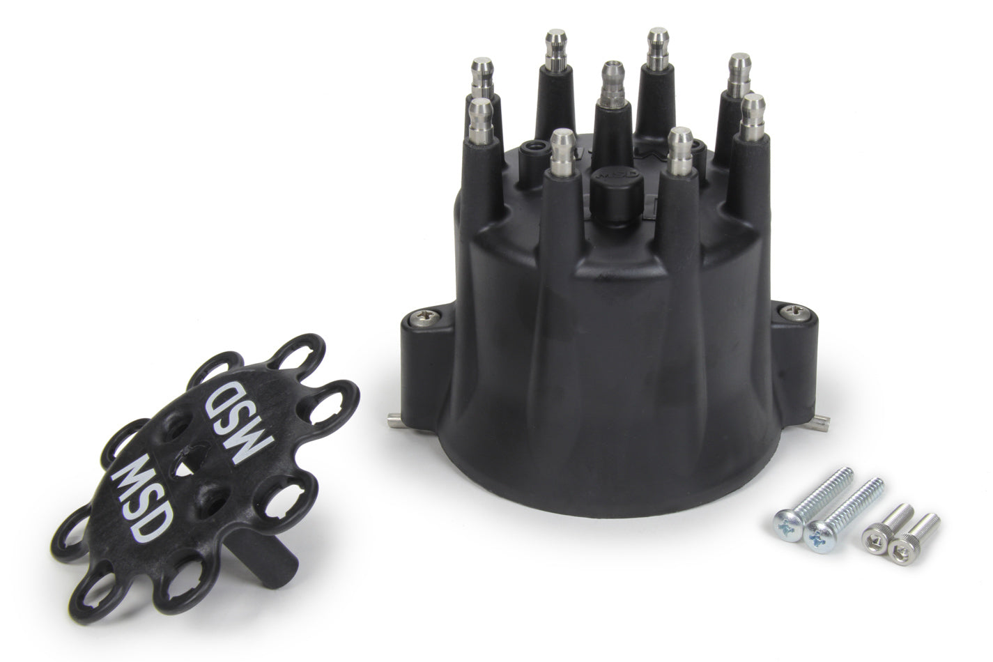 Msd Ignition Distributor Cap & Ret- Chevy V8 HEI- Black MPN MSD84333 For Chevy