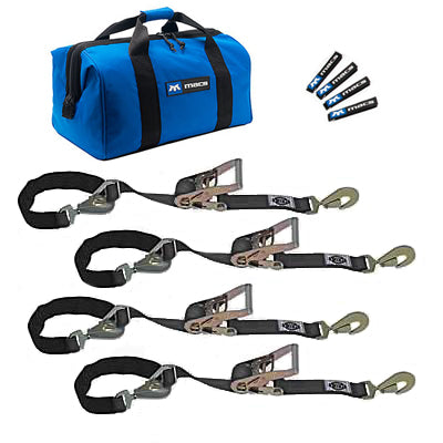 MACS CUSTOM TIE-DOWNS 4 Tie Down/Axle Strap Combo Twisted Hook MTD511108