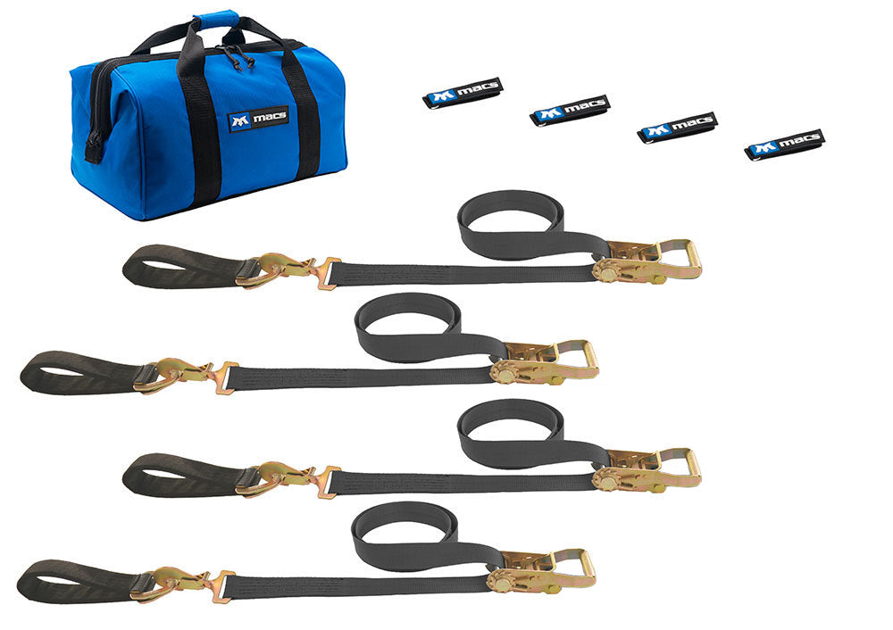 MACS CUSTOM TIE-DOWNS 4 Tie Downs Direct Hook & 4-24in Axle Straps MTD511218