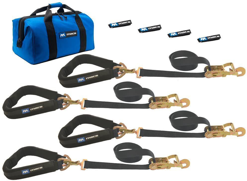 MACS CUSTOM TIE-DOWNS 4 Tie Downs Direct Hook & 4-40in Thru Wheel Stra MTD511658