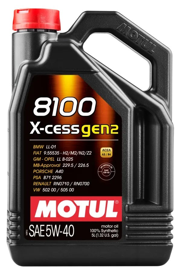 Motul Usa 8100 X-Cess Gen2 5W-40 5 Liter Bottle MPN MTL110905