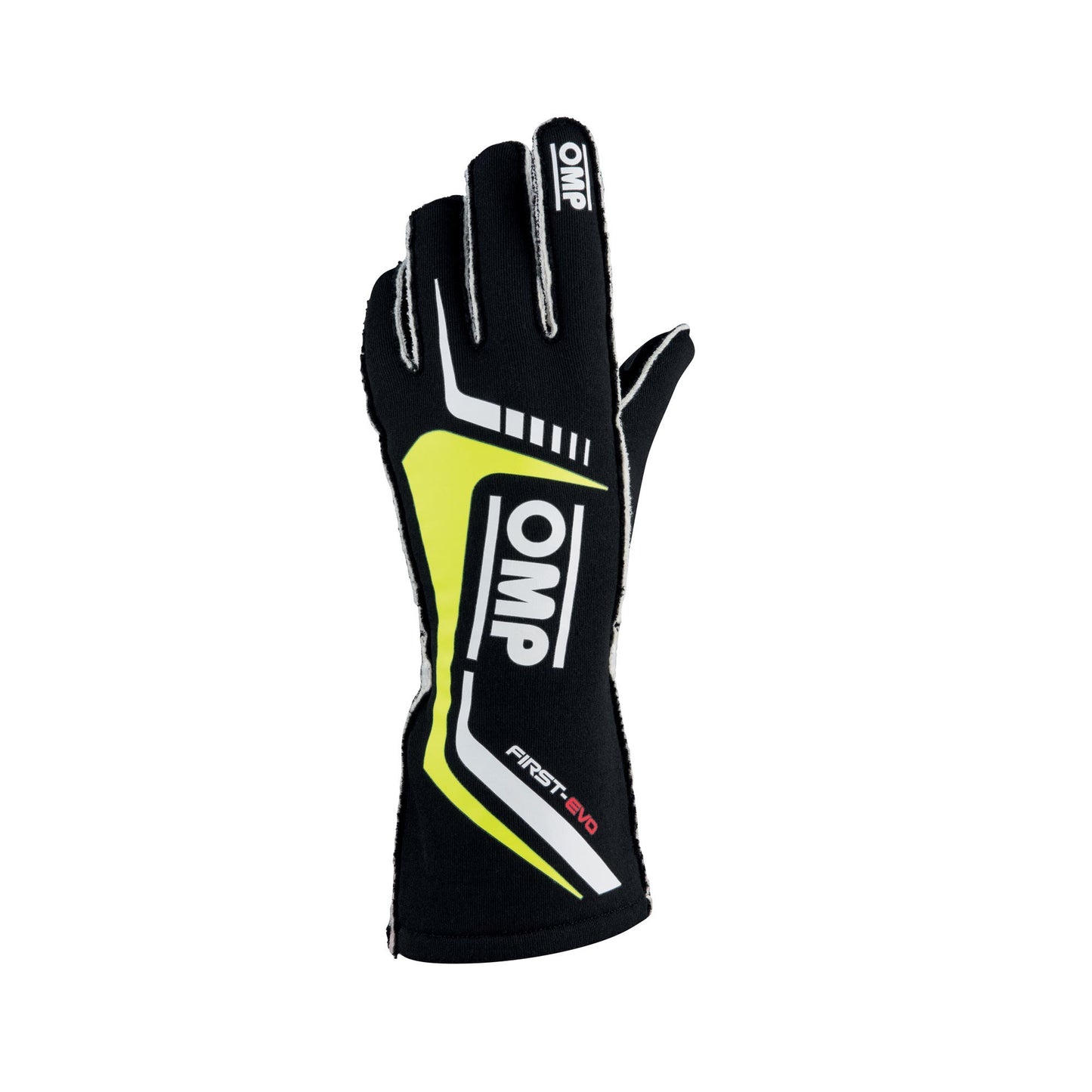 OMP RACING, INC. FIRST EVO GLOVES BLACK/Y ELLOW SIZE S FIA 8856-20 OMPIB0-0767-A01-178-S