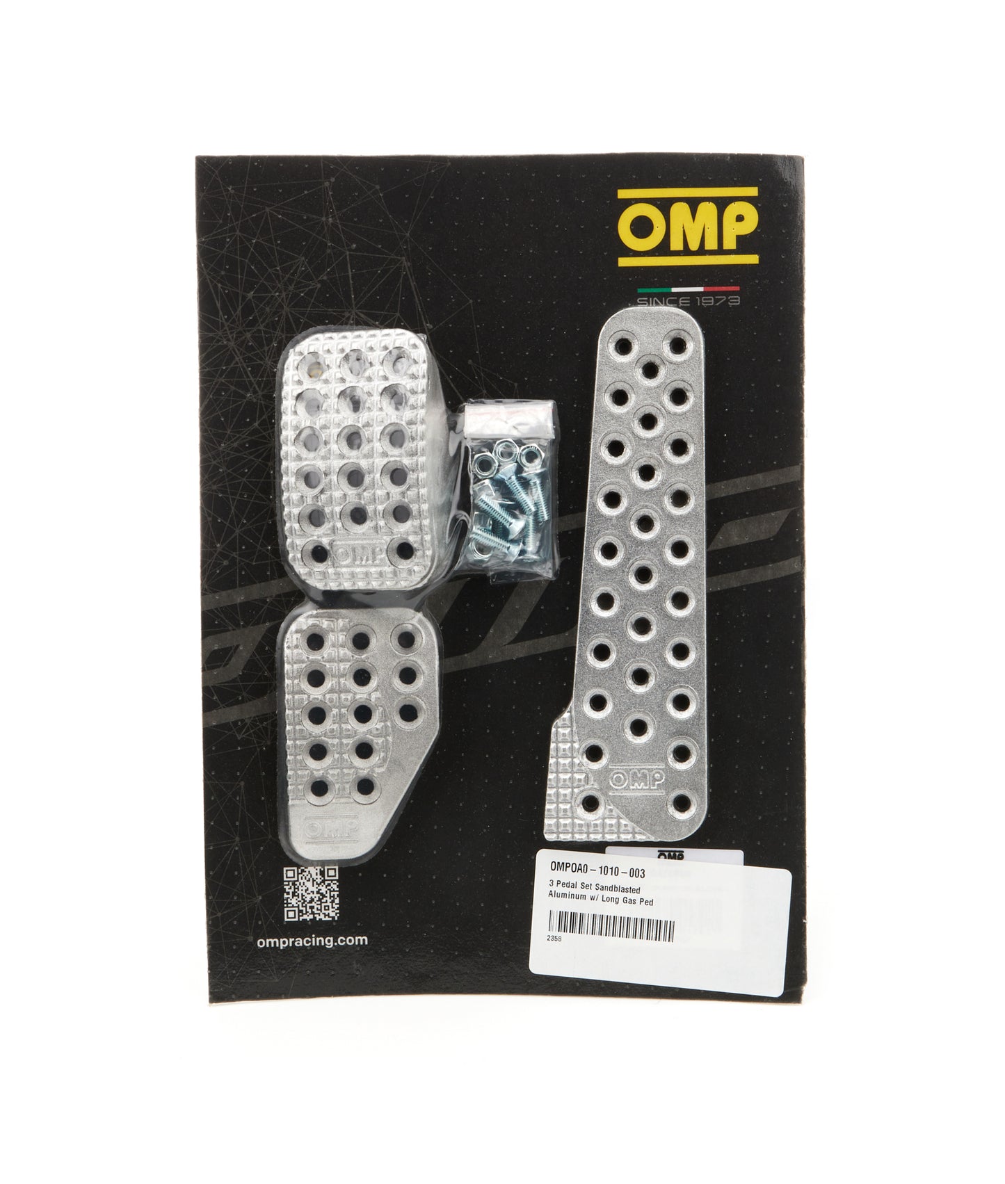 OMP RACING, INC. 3 Pedal Set Sandblasted Aluminum w/ Long Gas Ped OMPOA0-1010-003