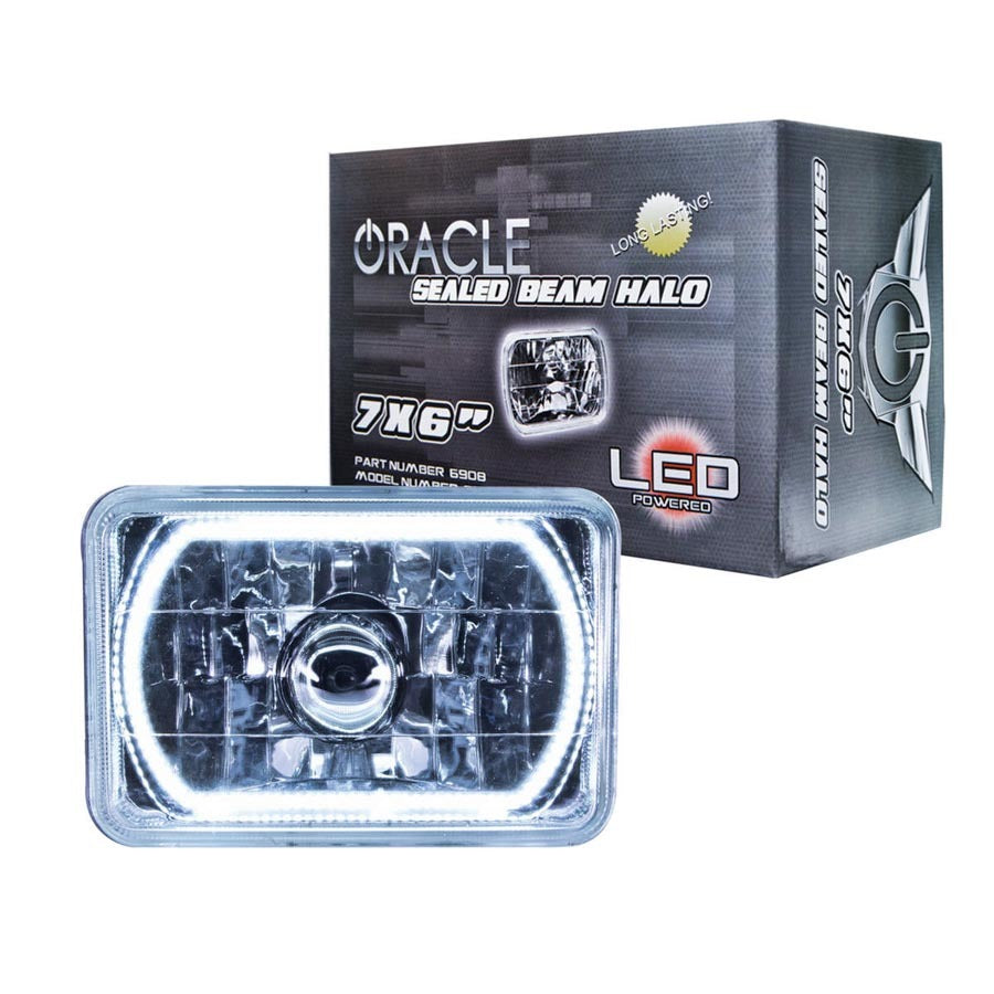 Oracle Lighting 7x6in Sealed Beam Head Light w/Halo White MPN ORA6908-001 For Universal use