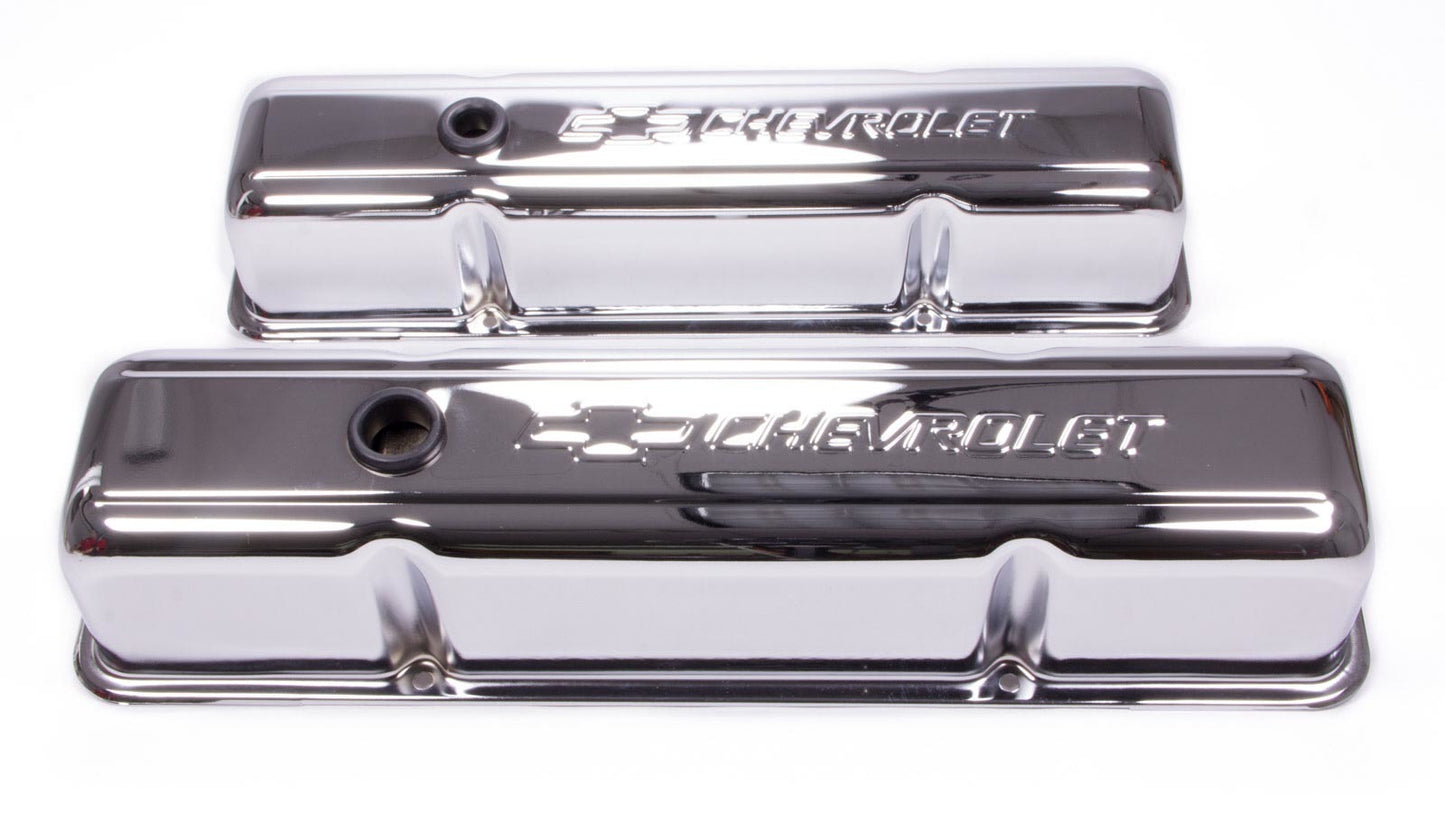Proform SBC Chrome Bowtie V/C's - Tall w/Baffle MPN PFM141-103 For Chevrolet, Chevy