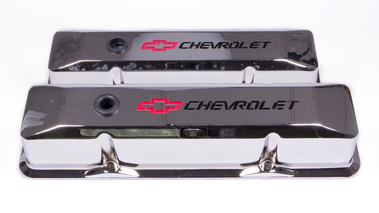 Proform SBC Chrome Die Cast V/C's - Tall w/Baffle MPN PFM141-117 For Chevrolet, Chevy