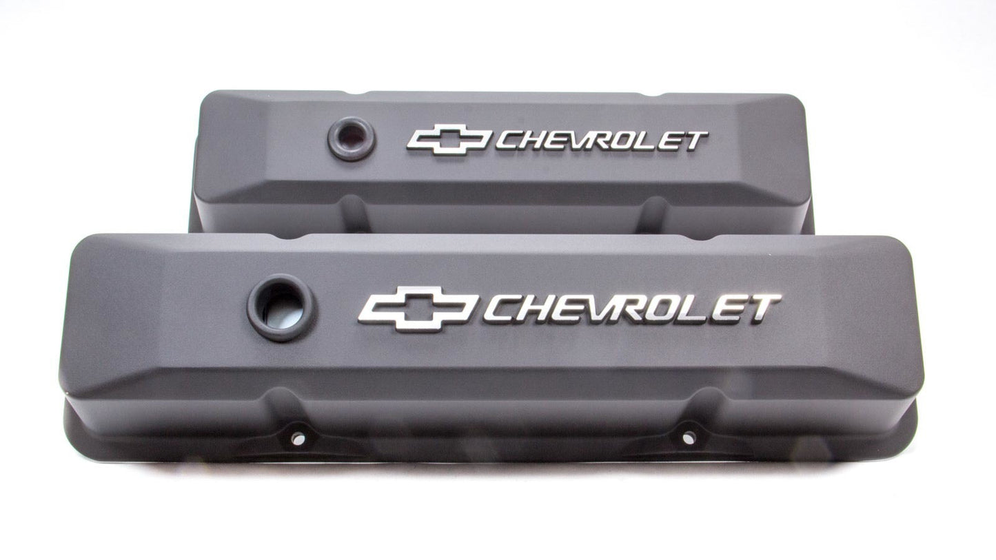 Proform SBC Blk Crinkle Diecast V/C's - Raised Emblem MPN PFM141-119 For Chevrolet, Chevy