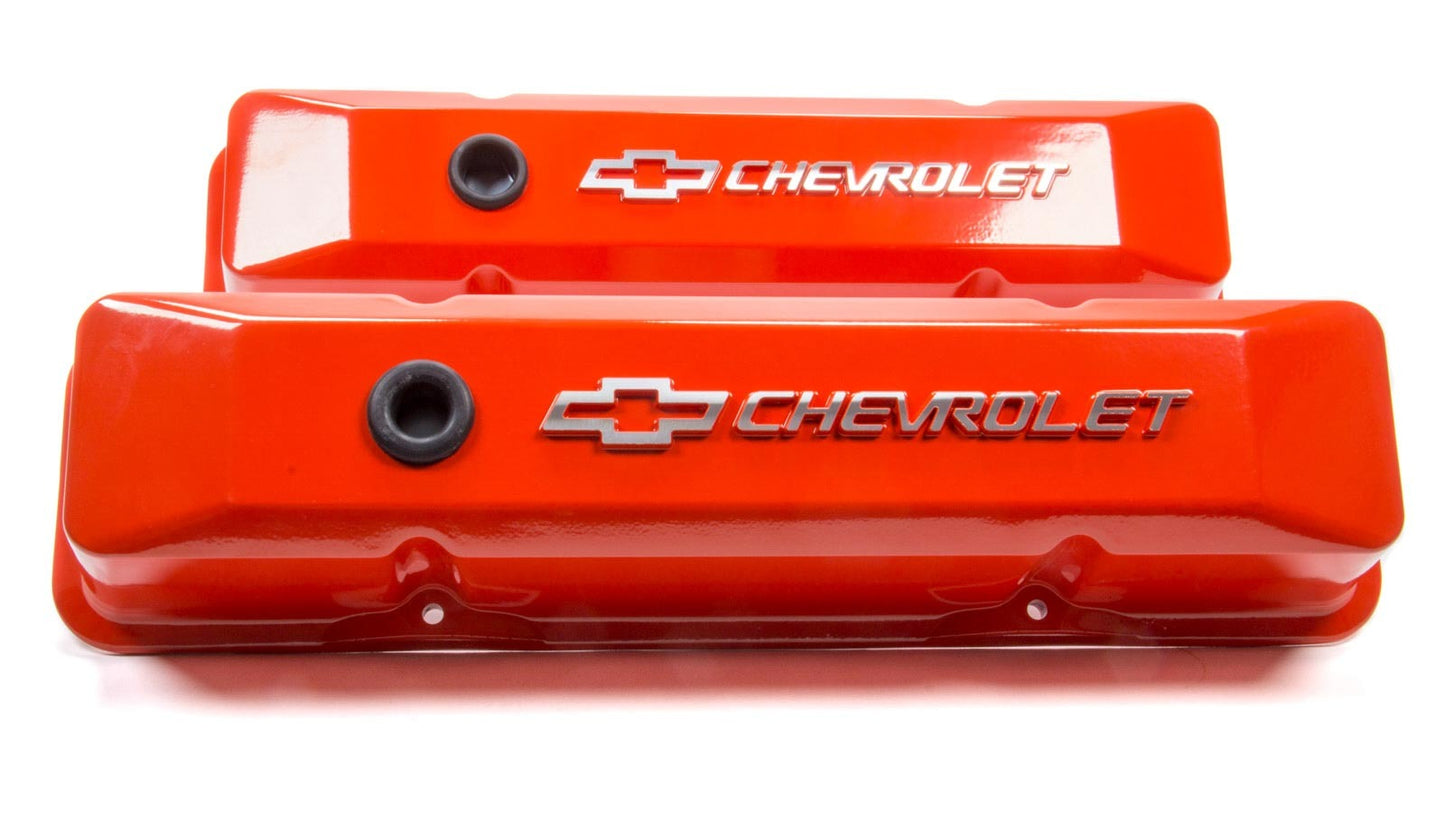 Proform SBC Chevy Orange Diecast V/C's Raised Emblem MPN PFM141-120 For Chevrolet, Chevy