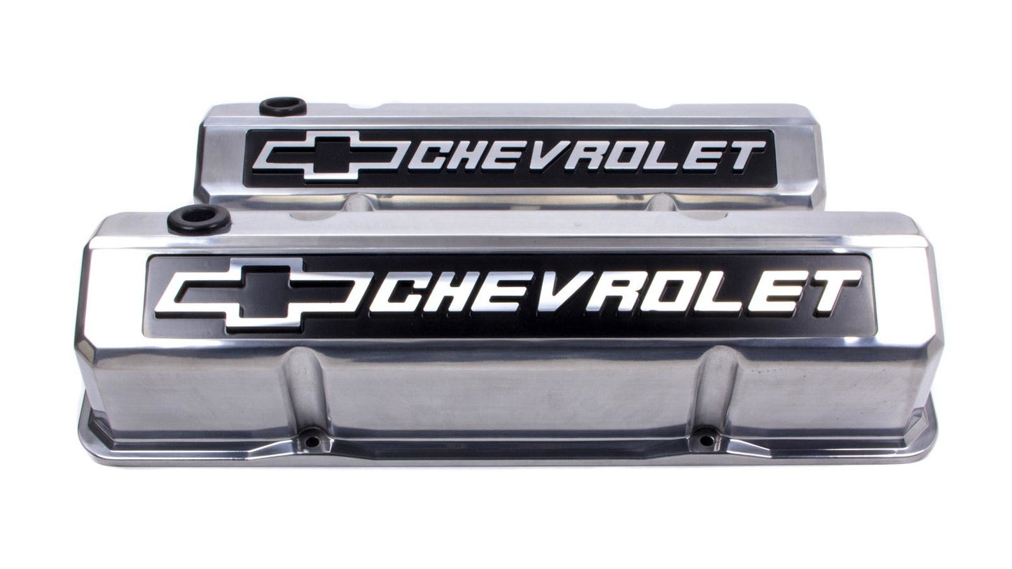 Proform SBC Slant Edge Polished V/C Tall Raised Logo MPN PFM141-920 For Chevrolet, Chevy