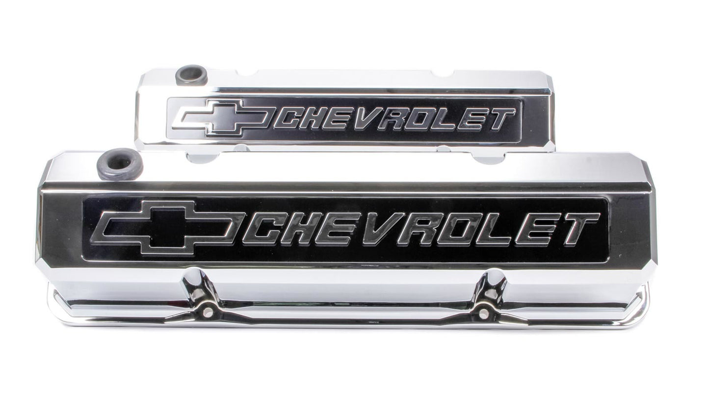 Proform SBC Slant Edge Chrome V/C Tall Raised Logo MPN PFM141-922 For Chevrolet, Chevy