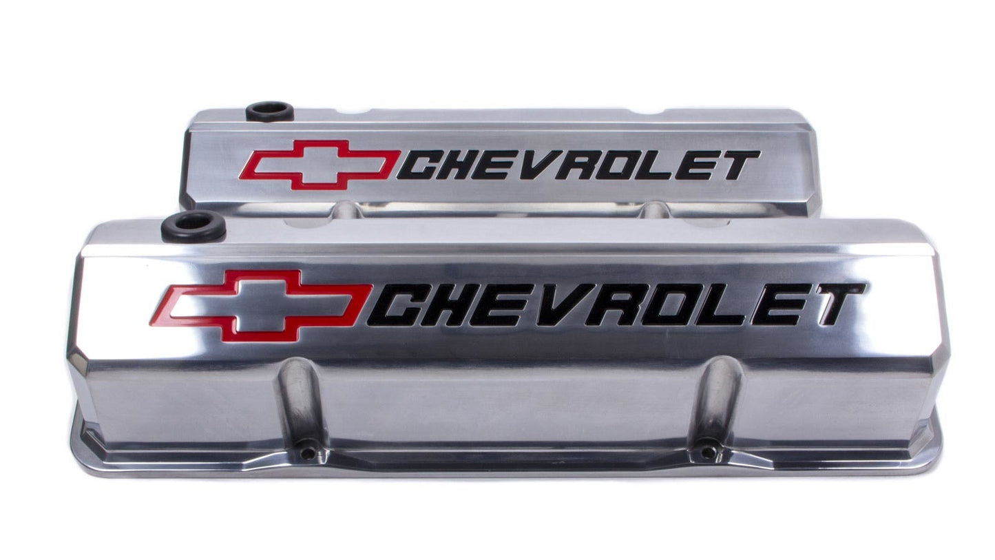 Proform SBC Slant Edge Polished V/C Tall Recessed Logo MPN PFM141-927 For Chevrolet, Chevy