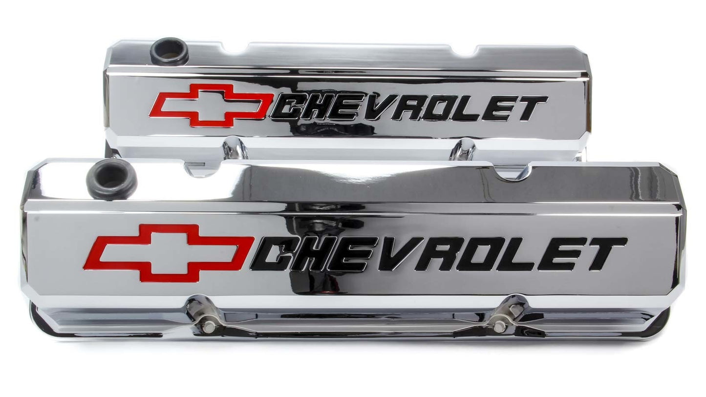 Proform SBC Slant Edge Chrome V/C Tall Recessed Logo MPN PFM141-930 For Chevrolet, Chevy