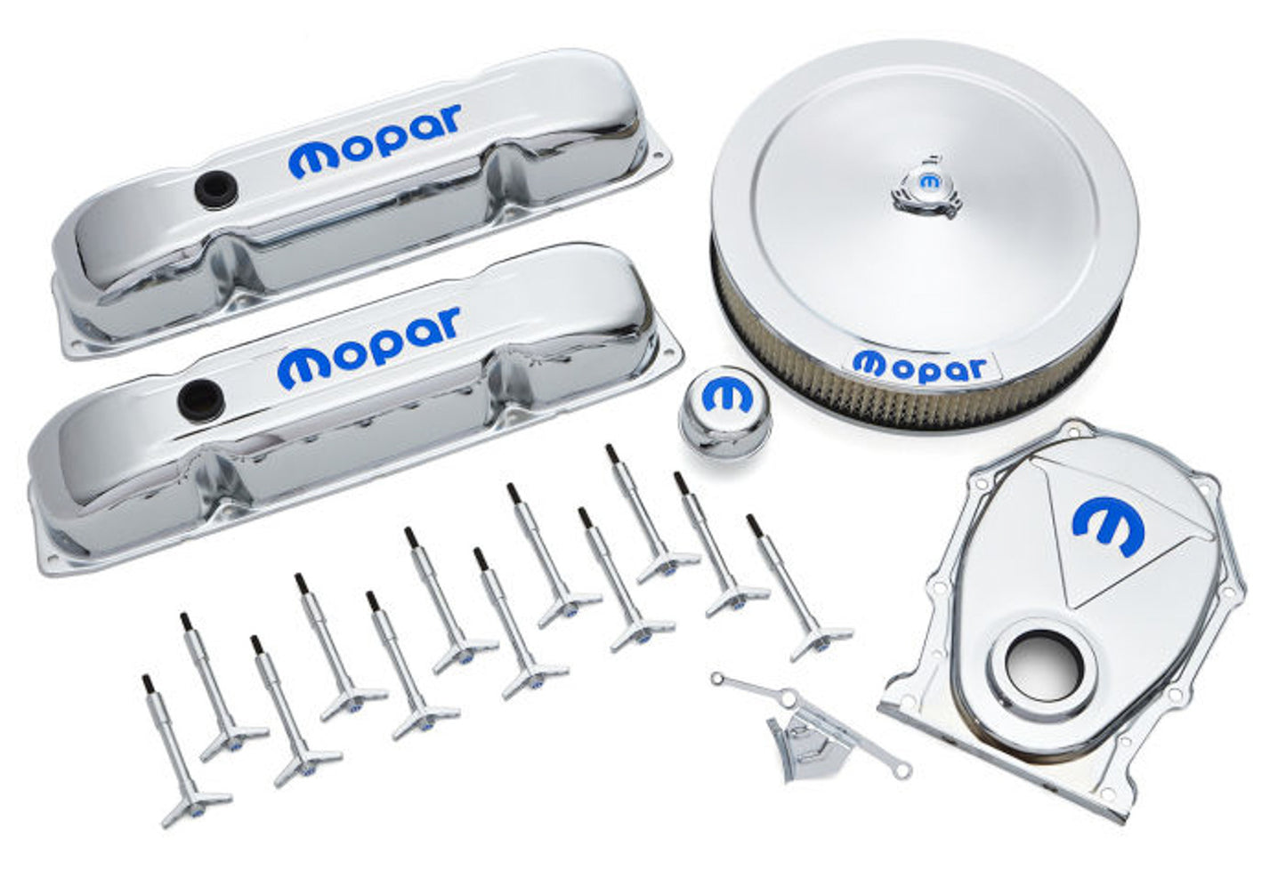 Proform Engine Dress-Up Kit Chro me w/Blue MOPAR MPN PFM440-814 For Mopar B / RB-Series