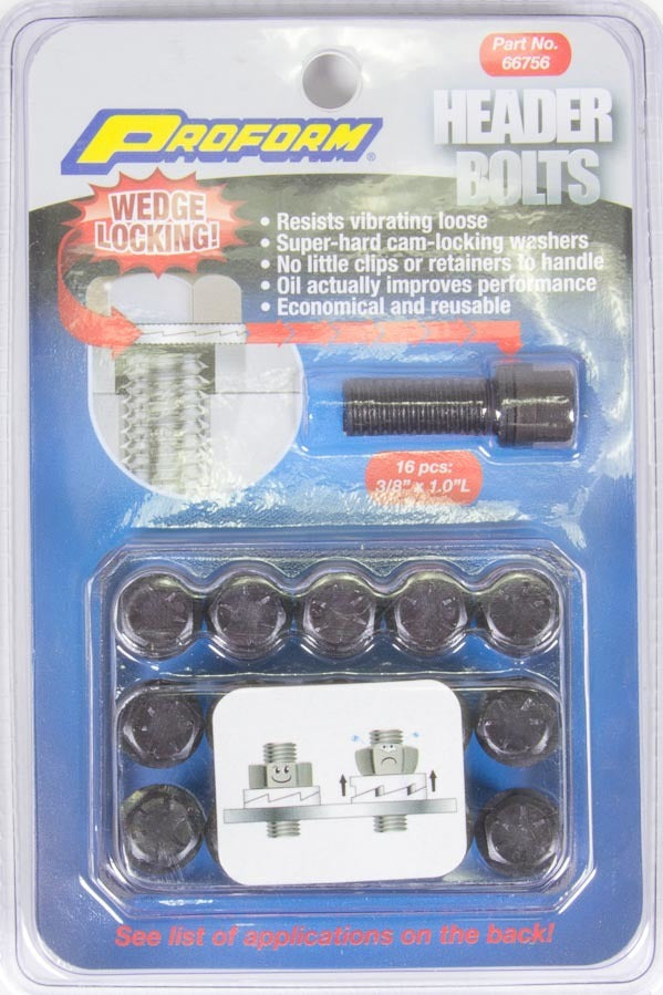 Proform Wedge Locking Header Bolts 3/8in x 1in 16pcs. MPN PFM66756 For Chevy