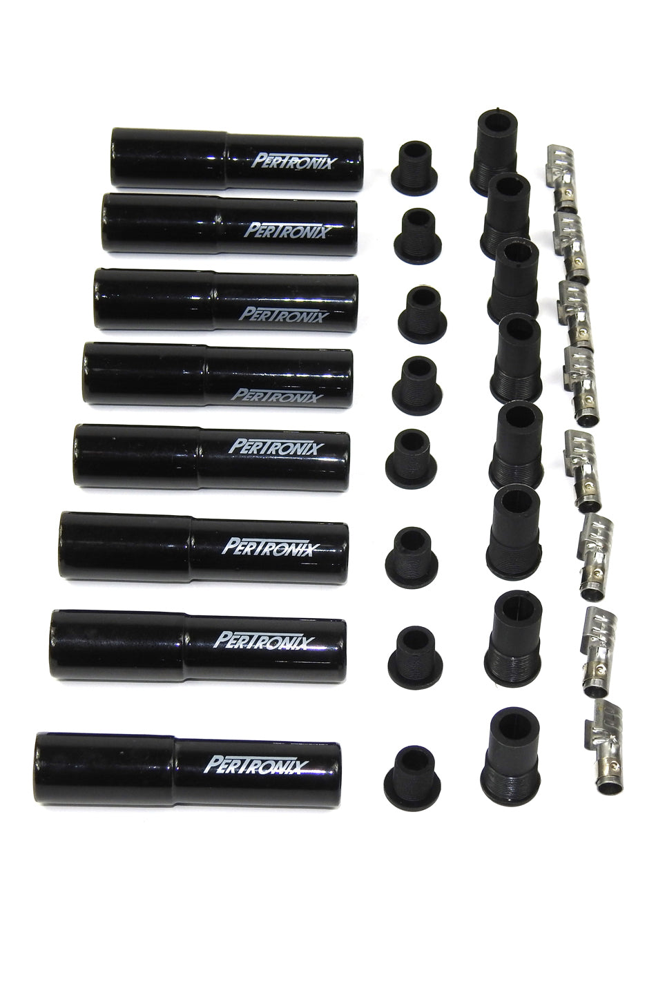 PERTRONIX IGNITION Ceramic Spark Plug Boot Kit Straight 8pk Black PRT8562HT-8