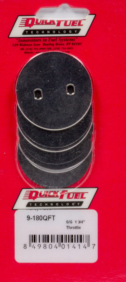 Quick Fuel Technology 1-3/4in SS Throttle Plates (4 Pack) MPN QFT9-180
