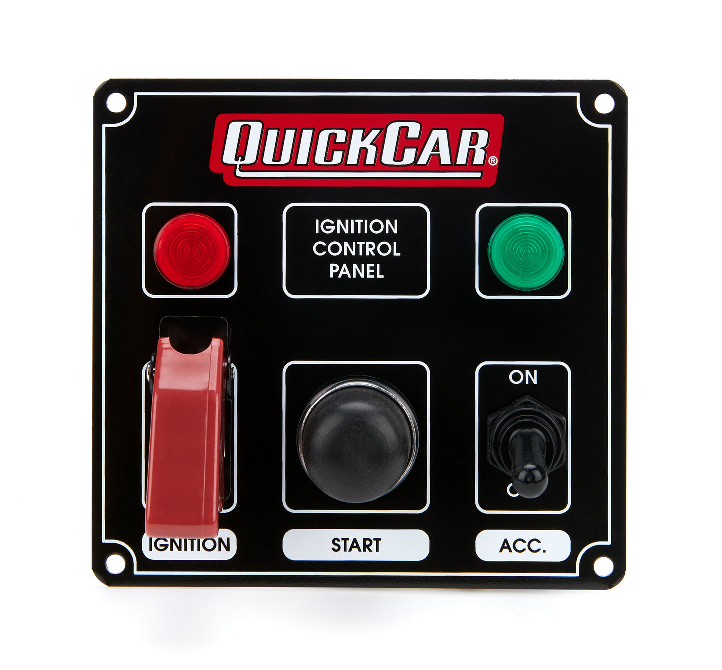 QUICKCAR RACING PRODUCTS Ignition Panel Black w/ 2 Acc. & Lights QRP50-823