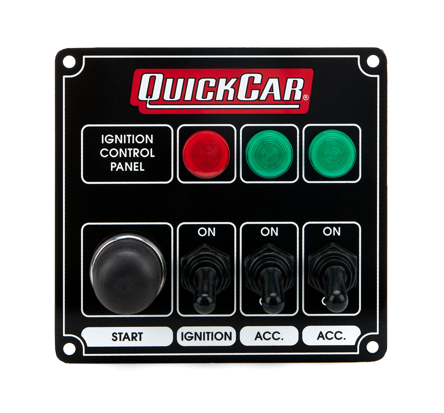 QUICKCAR RACING PRODUCTS Ignition Panel Black w/ 2 Acc. & Lights QRP50-825