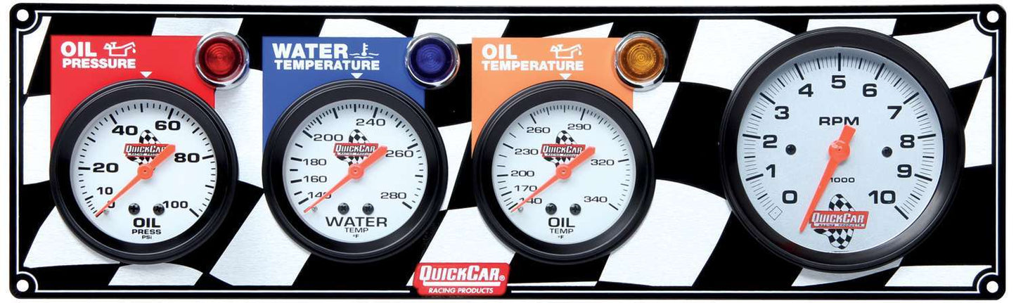 Quickcar Racing Products Gauge Panel OP/WT/OT w/ Tach MPN QRP61-60413