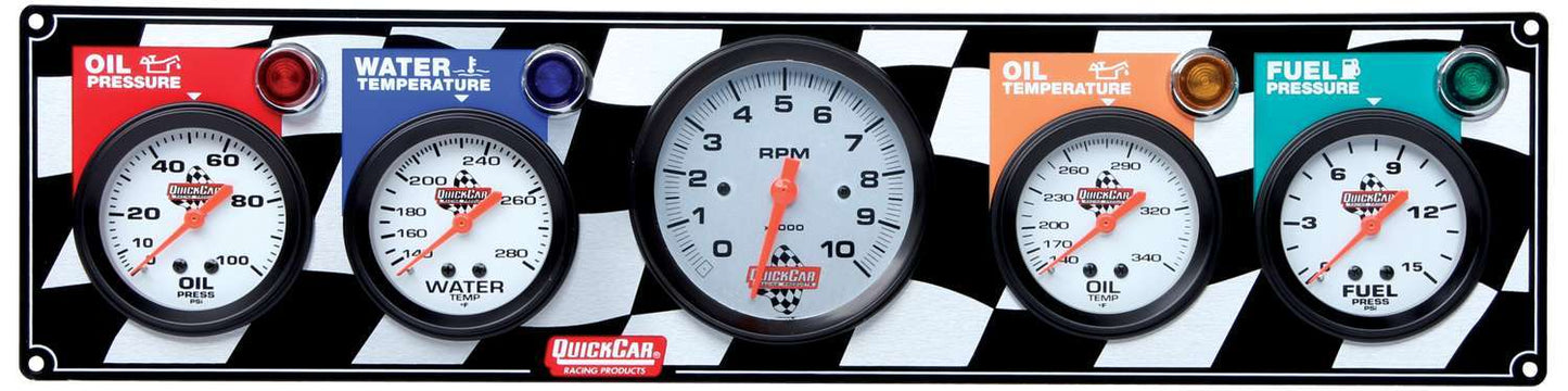 Quickcar Racing Products Gauge Panel OP/WT/OT/FP w/Tach MPN QRP61-60513