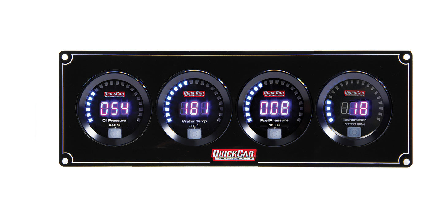 QUICKCAR RACING PRODUCTS Digital 3-1 Gauge Panel OP/WT/FP w/Tach QRP67-3042