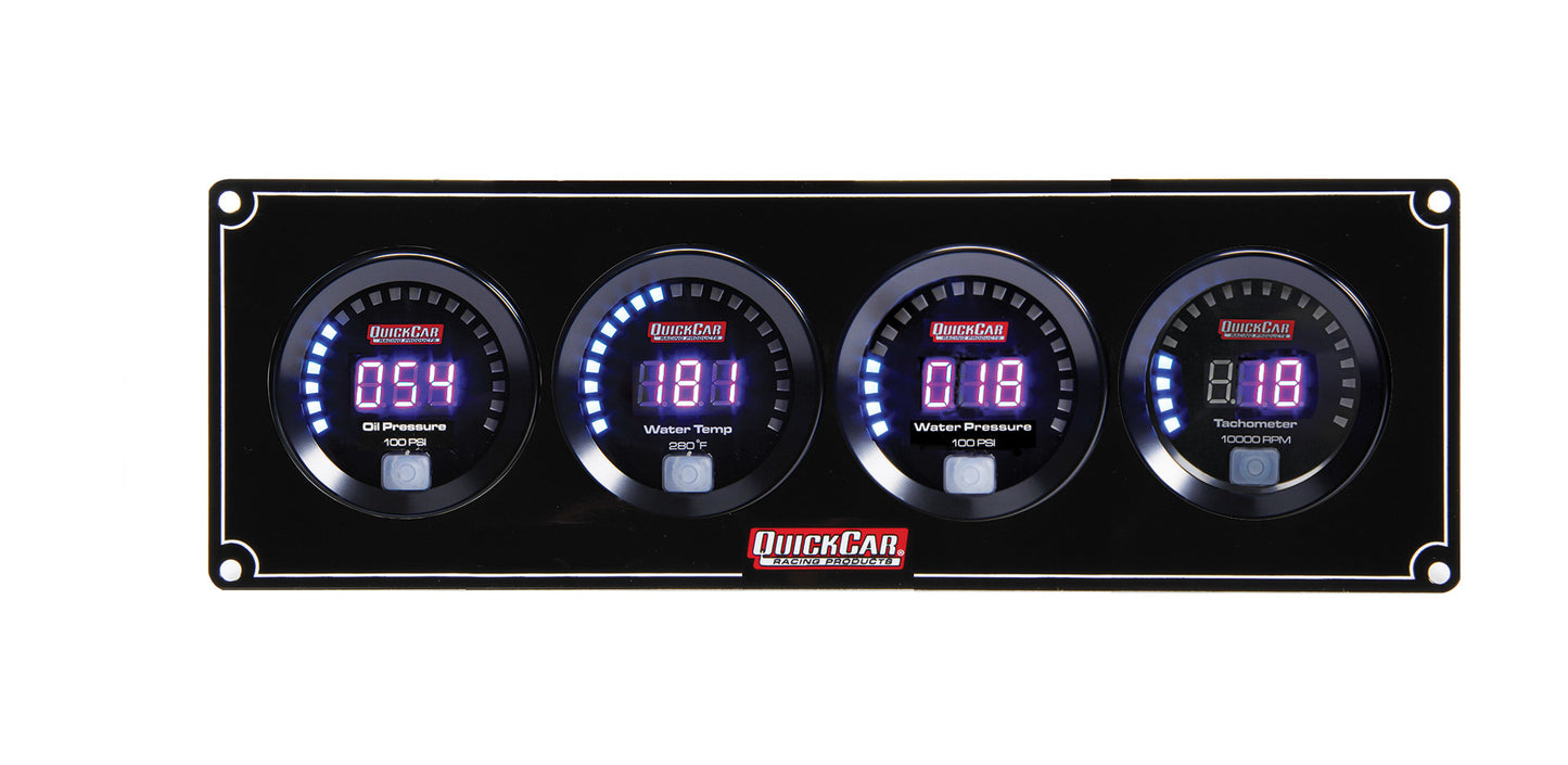QUICKCAR RACING PRODUCTS Digital 3-1 Gauge Panel OP/WT/WP w/Tach QRP67-3046