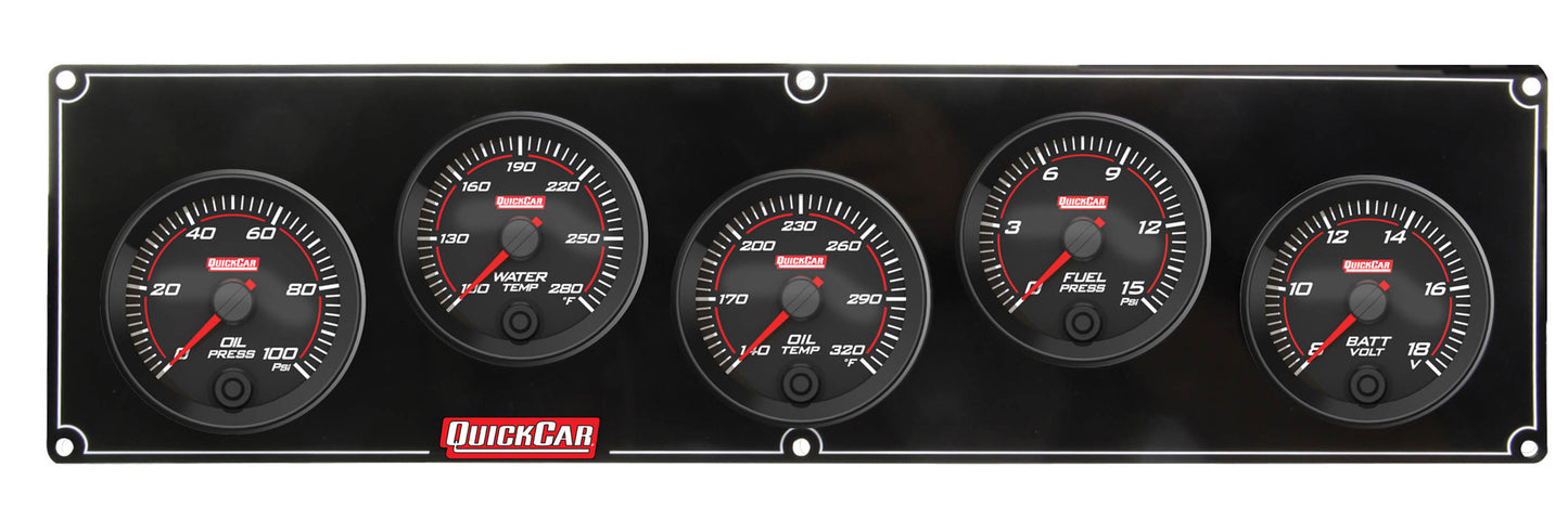Quickcar Racing Products Redline 5 Gauge Panel OP/WT/OT/FP/VOLT MPN QRP69-5037