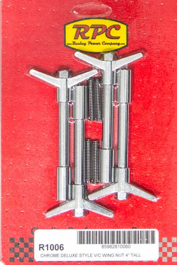 Racing Power Co-Packaged 4in Chrome Wing Nuts 1 1/4-20 4pk MPN RPCR1006