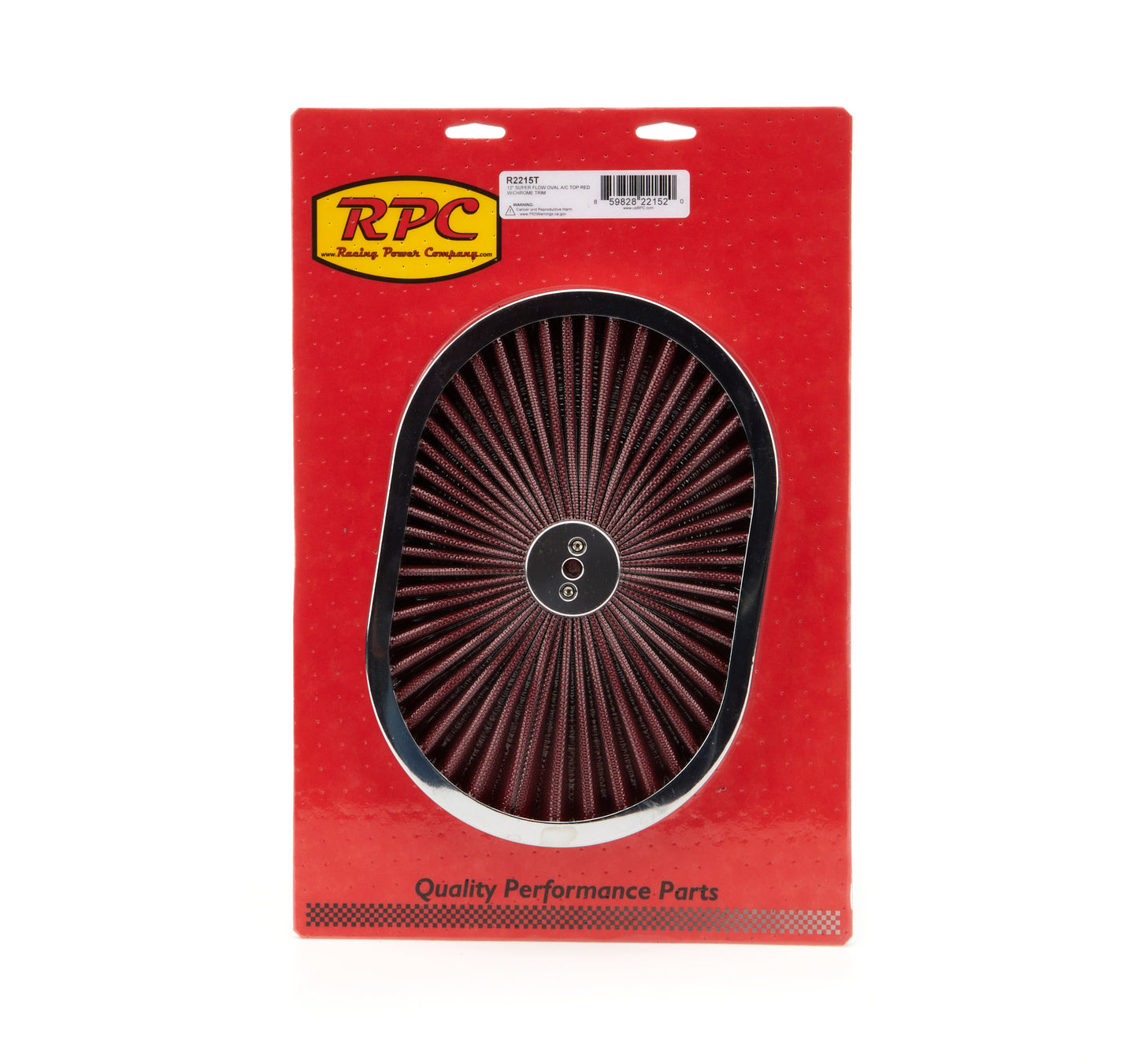 Racing Power Co-Packaged 12in Super Flow Oval Air Cleaner Red Mesh MPN RPCR2215T