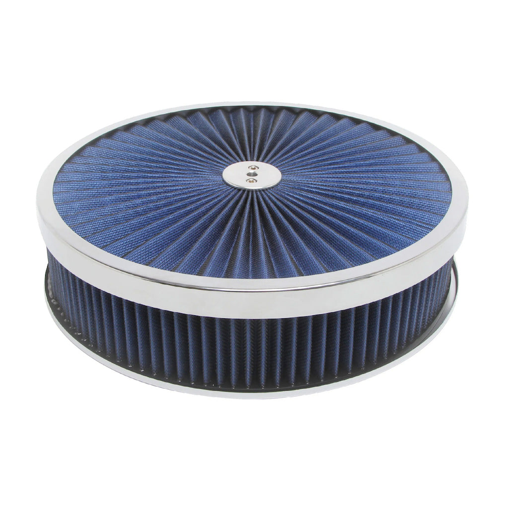 Racing Power Co-Packaged 14in X 3in Super Flow Ai r Cleaner Chrome/Blue MPN RPCR2226