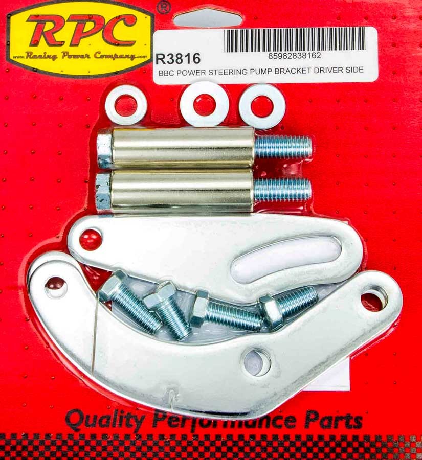 Racing Power Co-Packaged BBC Saginaw Power Steer Bracket Swp Chrome MPN RPCR3816 For Chevy