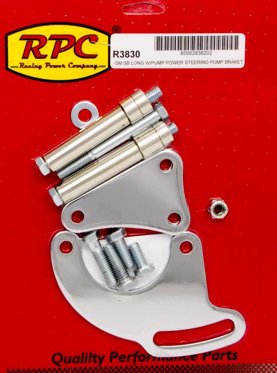 RACING POWER CO-PACKAGED SBC Saginaw Power Steer Bracket Lwp Chrome RPCR3830
