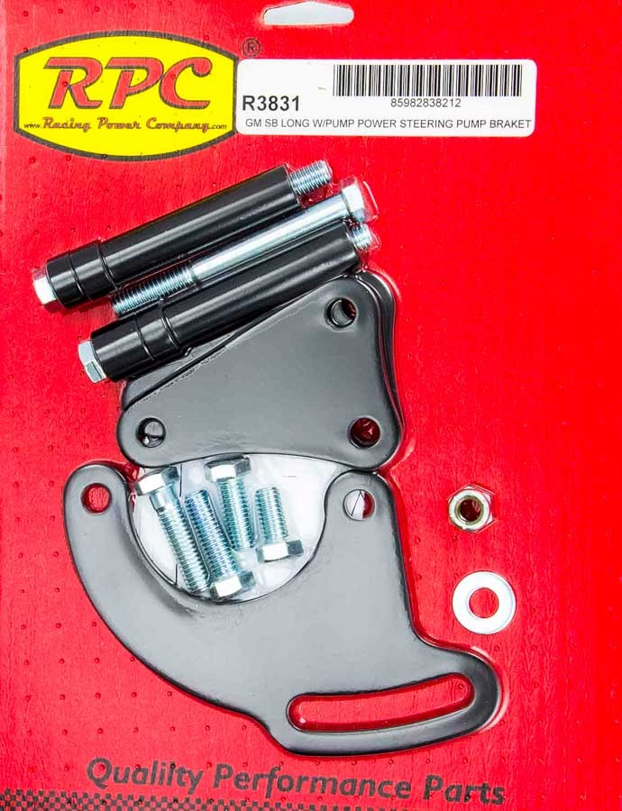 Racing Power Co-Packaged SBC Saginaw Power Steer Bracket Lwp Black MPN RPCR3831 For Chevy