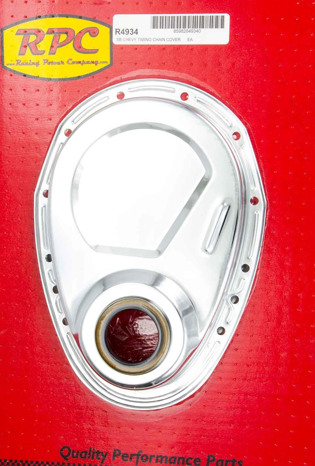 Racing Power Co-Packaged SBC Steel Timing Chain Cover Chrome MPN RPCR4934 For Chevy