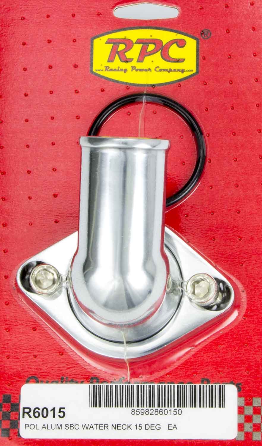 RACING POWER CO-PACKAGED 66-75 Chevy V8 Alum 15 Deg Water Neck Polished RPCR6015