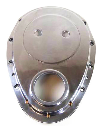 Racing Power Co-Packaged 2-Pc Timing Chain Cover SB Chevy Polished Alum MPN RPCR6043 For Chevy
