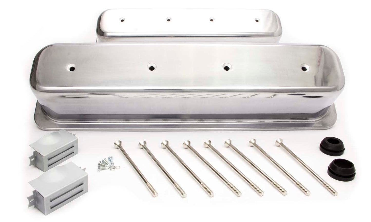 Racing Power Co-Packaged SBC Alum Tall Center Bolt V/C Plain Polished MPN RPCR6046 For Chevy
