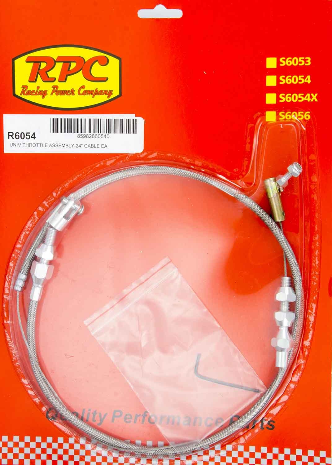 RACING POWER CO-PACKAGED Stainless Throttle Cable 24in RPCR6054