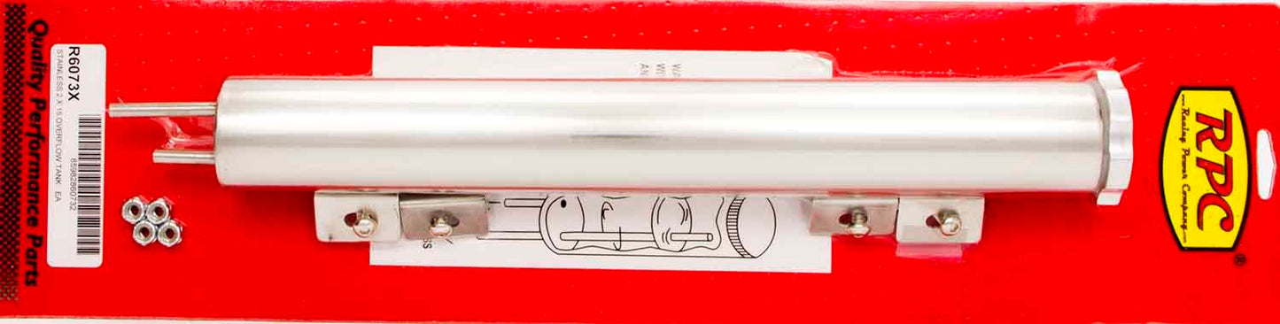 Racing Power Co-Packaged 15in Polished Stainless Overflow Tank MPN RPCR6073X